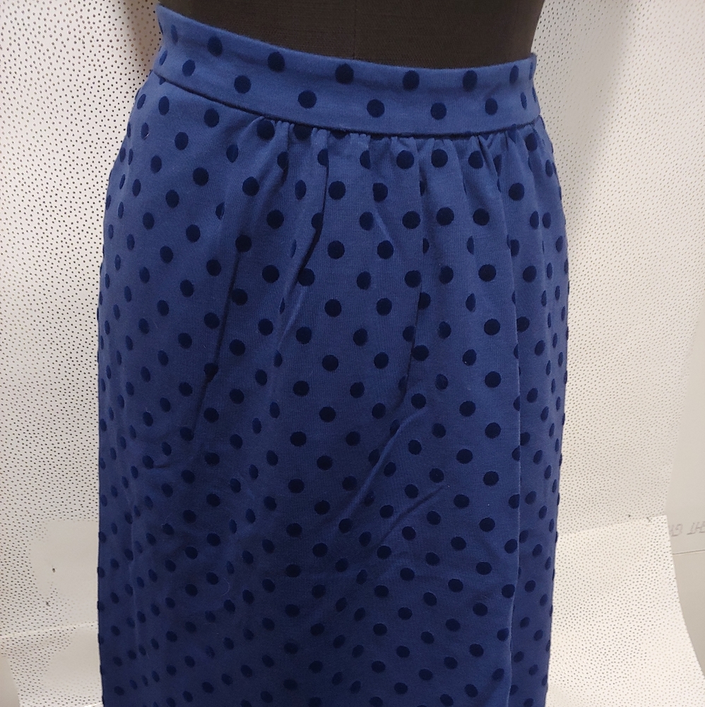 BODEN Blue Flocked Polka Dot Skirt